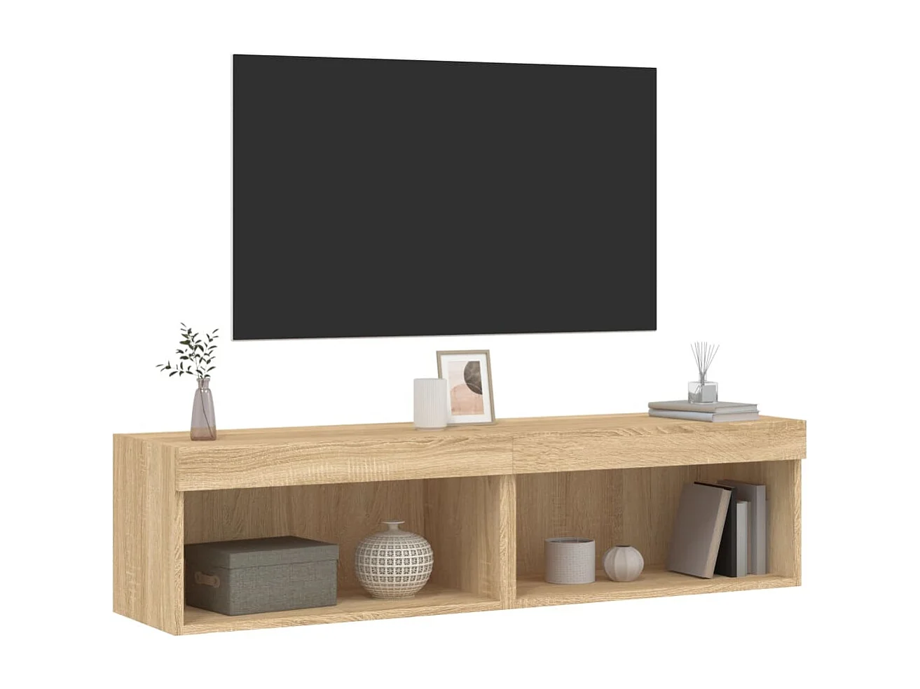 Tv-meubels met LED-verlichting 2 st 60x30x30 cm sonoma eiken