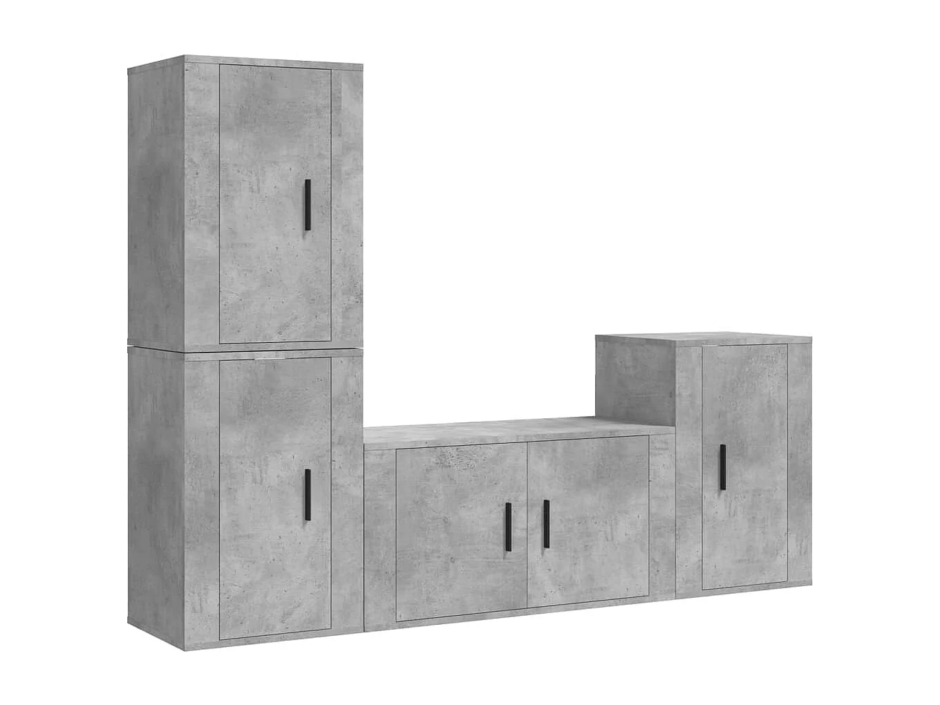 Ensemble de meubles TV 4 pièces Gris béton Bois d'ingénierie