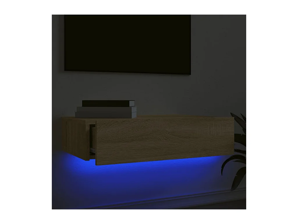 Meuble TV avec éclairage LED chêne sonoma 60x35x15,5 cm