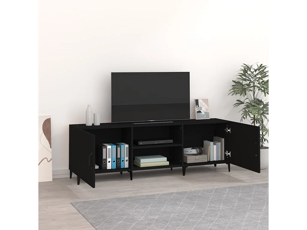 Mueble para TV madera de ingeniería negro 150x30x50 cm