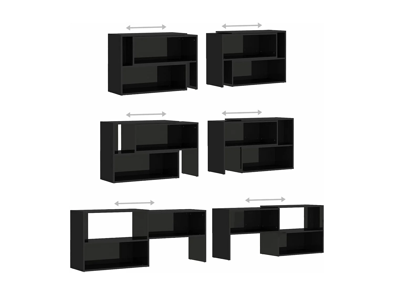 Meuble TV Noir brillant 149x30x52 cm Aggloméré