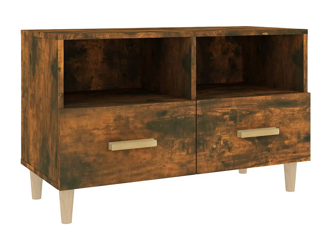Meuble TV Chêne fumé 80x36x50 cm Bois d'ingénierie