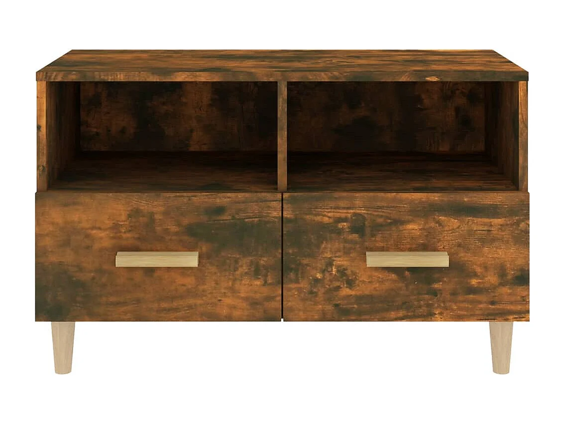 Meuble TV Chêne fumé 80x36x50 cm Bois d'ingénierie