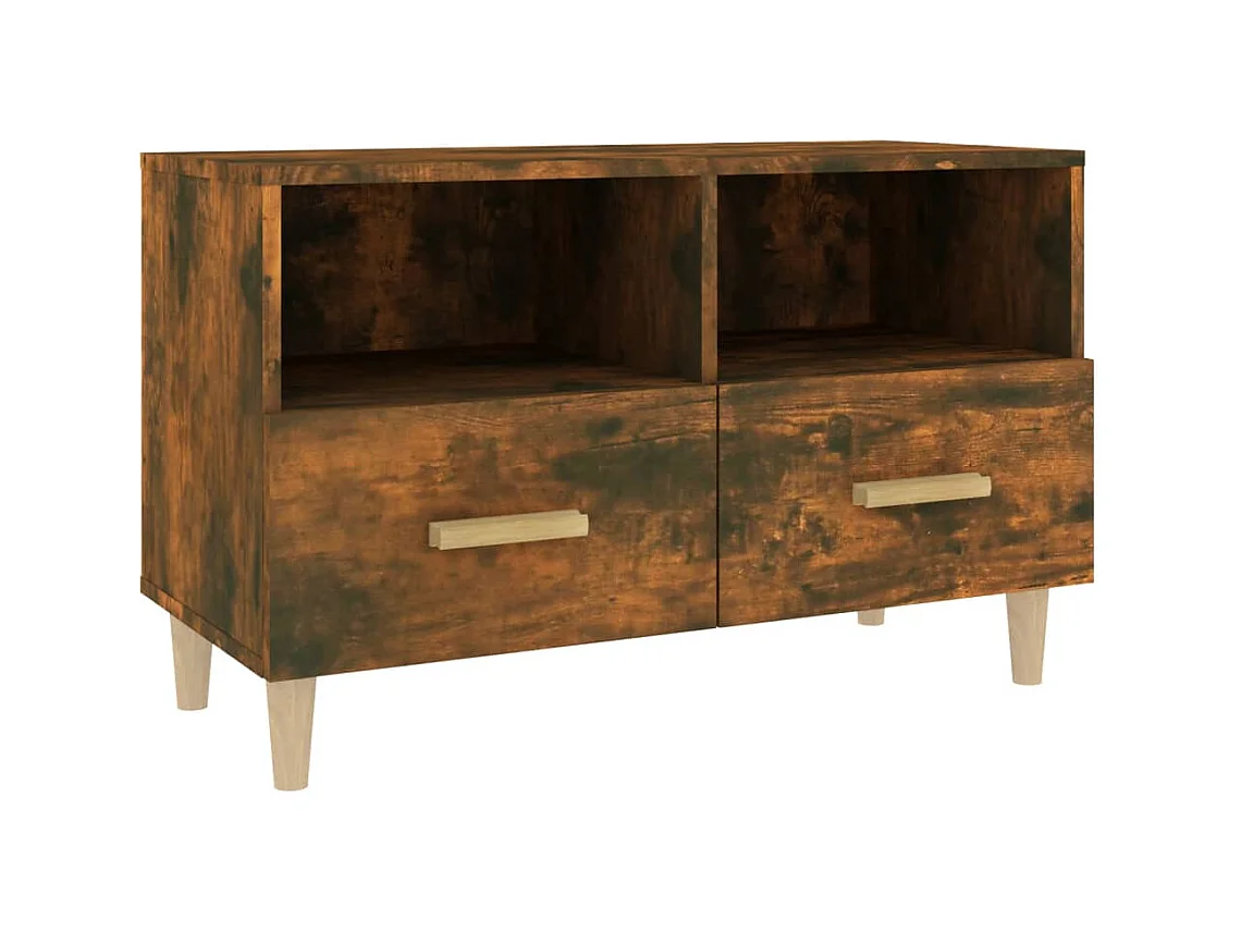 Meuble TV Chêne fumé 80x36x50 cm Bois d'ingénierie