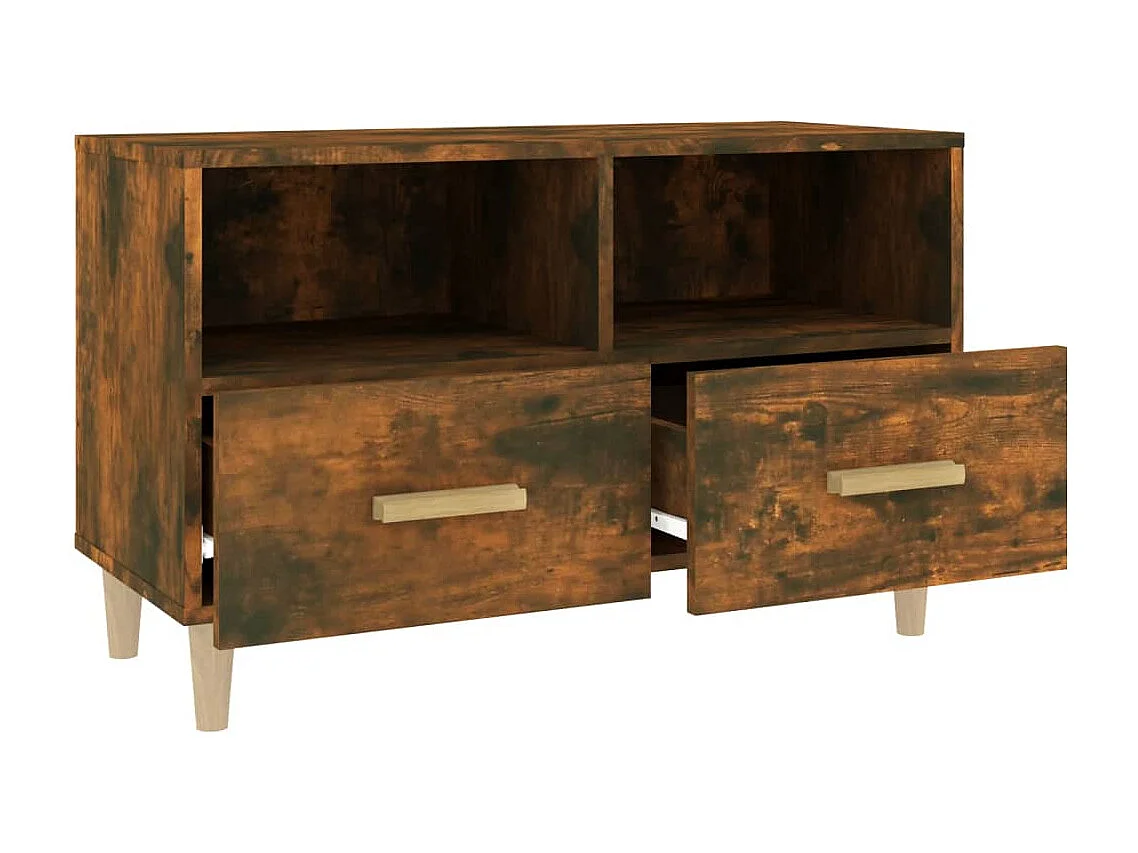 Meuble TV Chêne fumé 80x36x50 cm Bois d'ingénierie