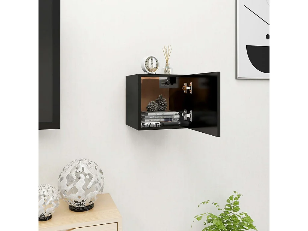 Meuble TV mural Noir 30,5x30x30 cm