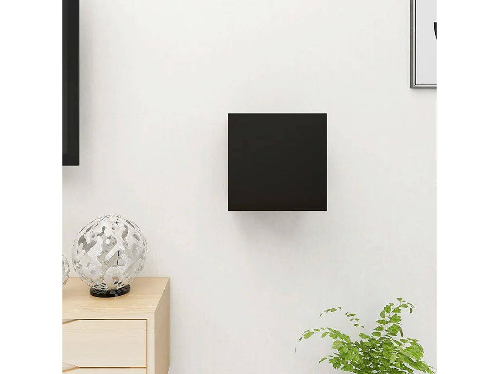Meuble TV mural Noir 30,5x30x30 cm