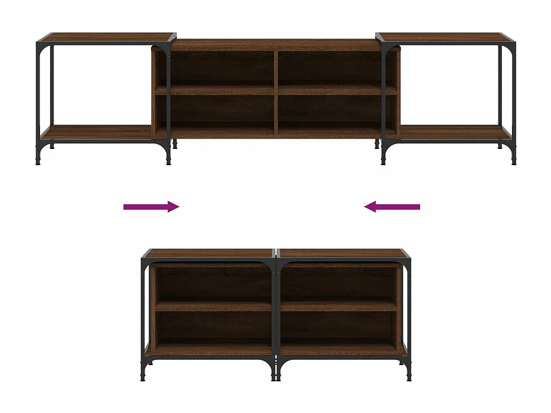 Meuble TV chêne marron 203x37x50 cm bois d'ingénierie