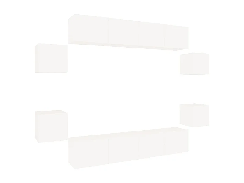 8-delige Tv-meubelset bewerkt hout wit