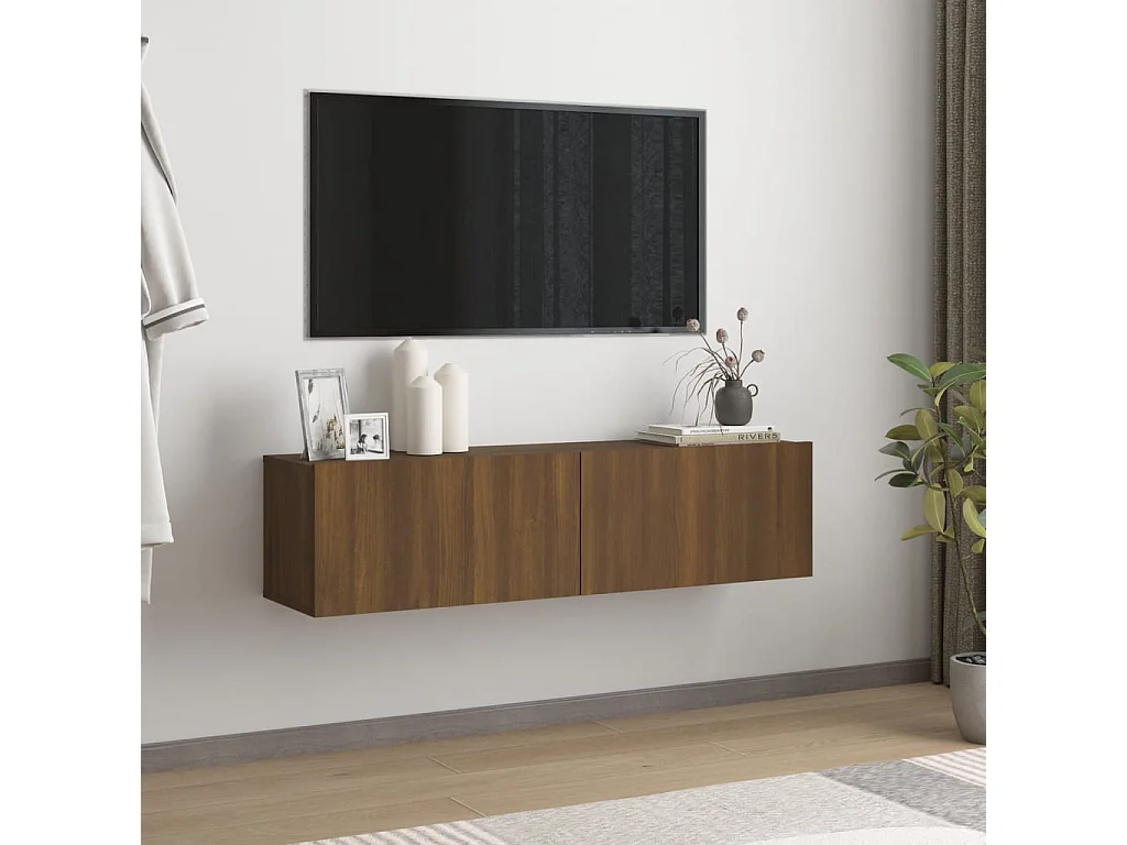 Mueble pared TV madera contrachapada roble marrón 120x30x30 cm