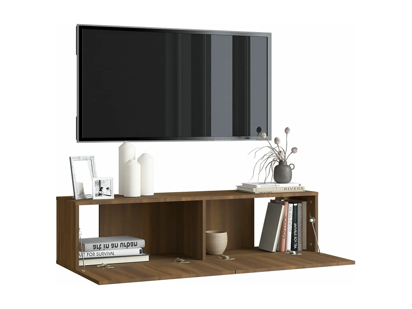 Mueble pared TV madera contrachapada roble marrón 120x30x30 cm