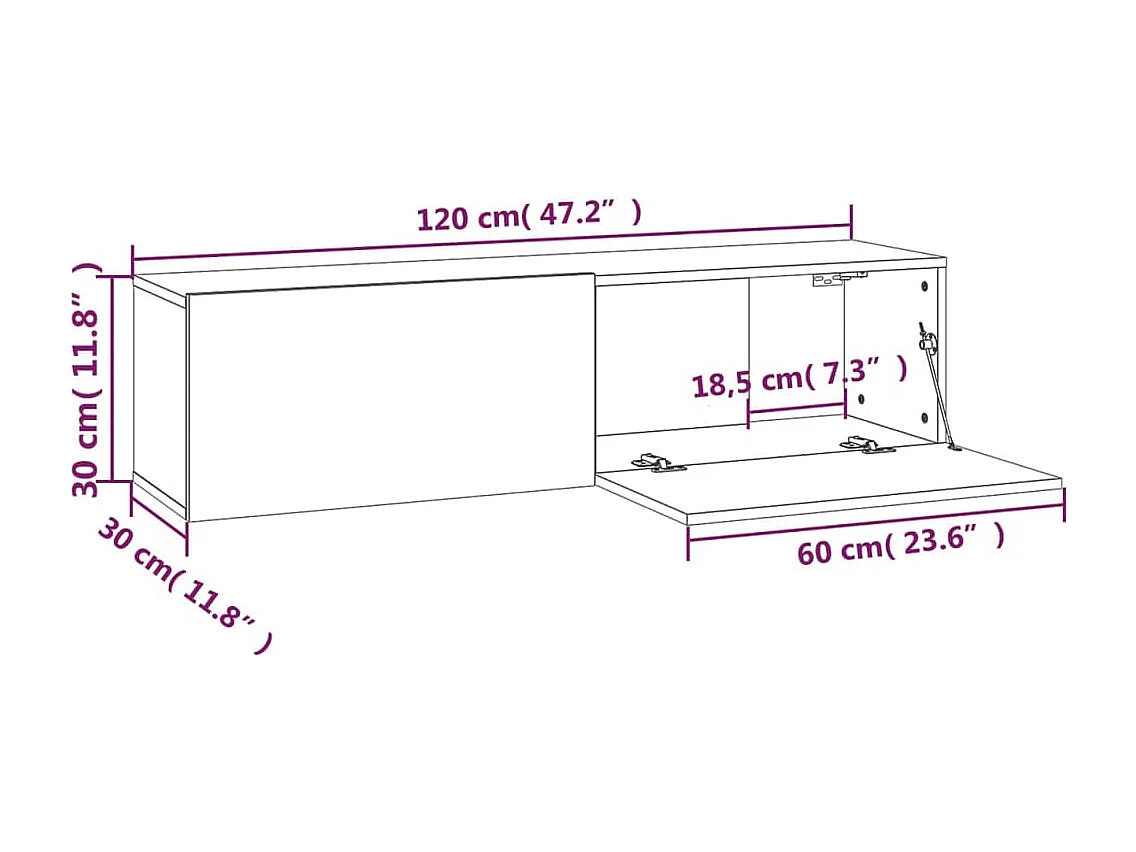 Mueble pared TV madera contrachapada roble marrón 120x30x30 cm