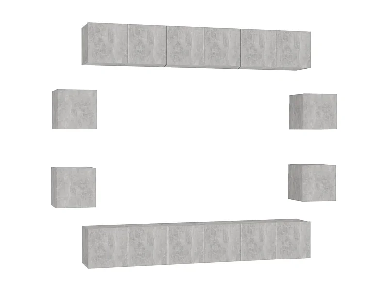 Ensemble de meubles TV 10 pièces Gris béton Aggloméré