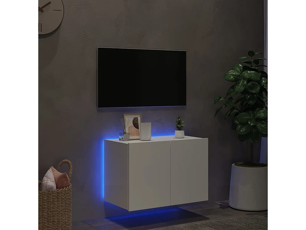 Tv-wandmeubel met LED-verlichting 60x35x41 cm wit