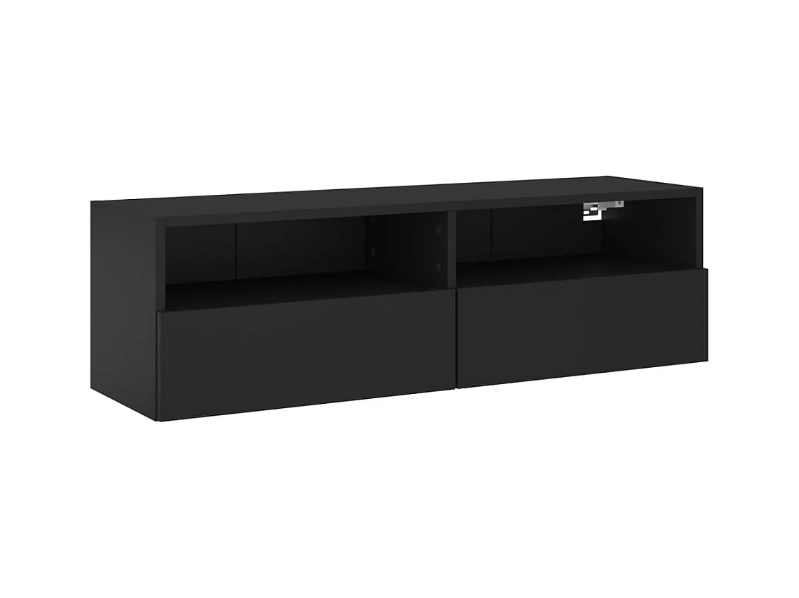 Meuble TV mural noir 100x30x30 cm bois d'ingénierie
