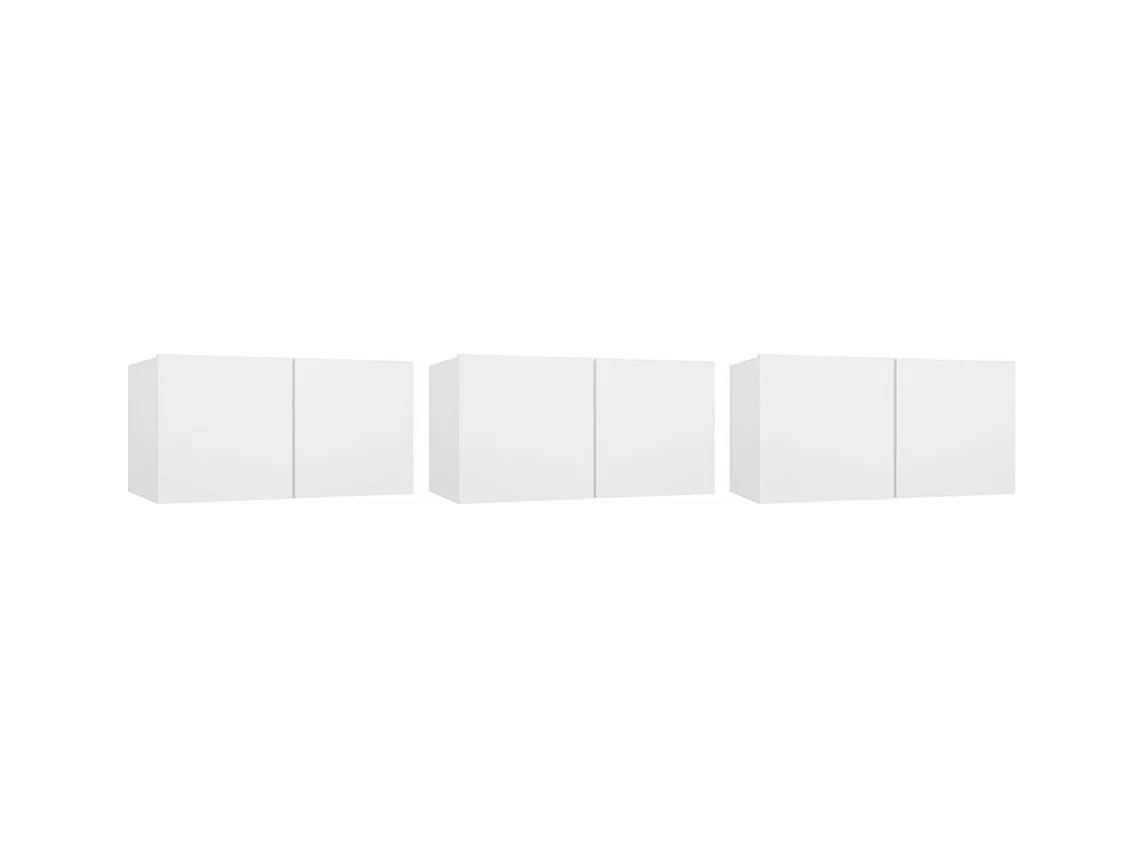 Meubles TV suspendus 3 pièces Blanc 60x30x30 cm