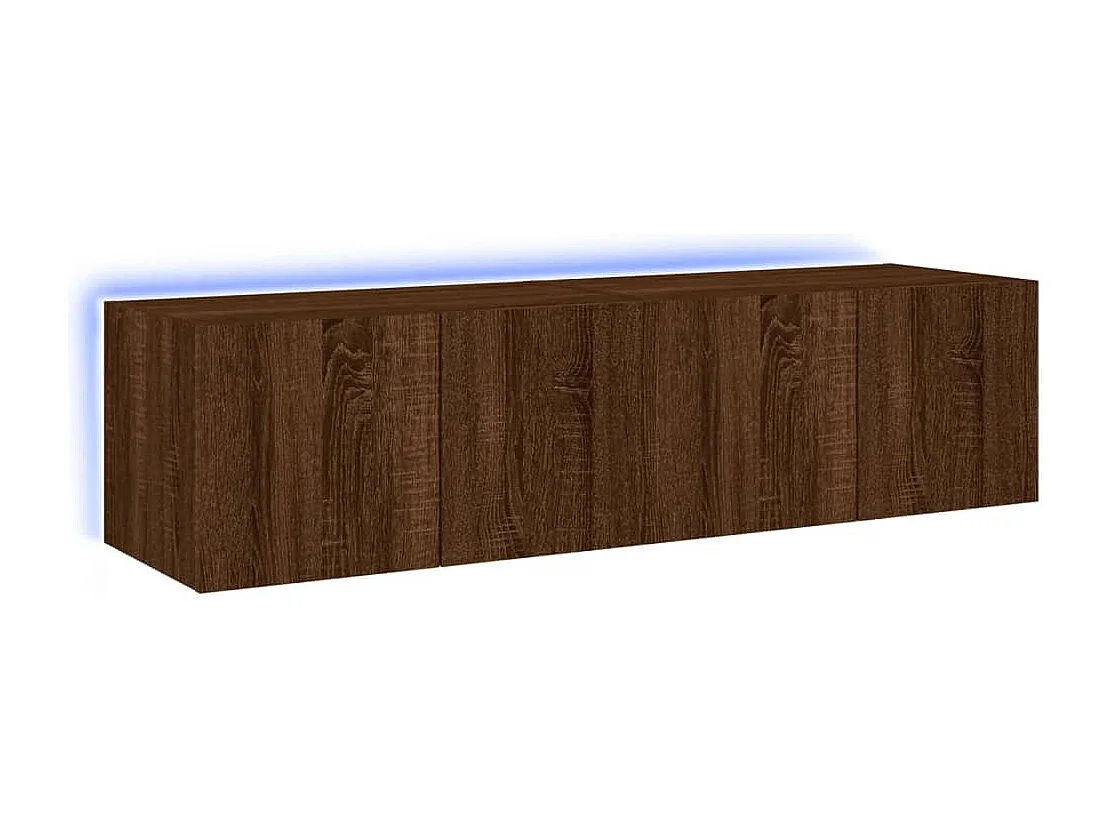 Meubles TV muraux lumières LED 2 pièces chêne marron 60x35x31 cm