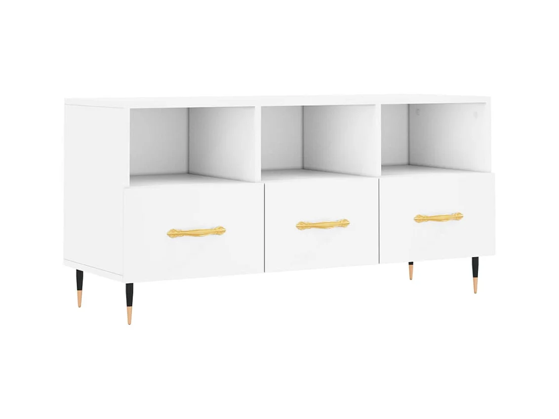 Meuble TV blanc 102x36x50 cm bois d'ingénierie