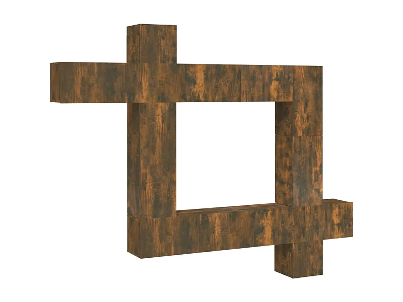 Conjunto móveis de TV 9 peças madeira processada carvalho fumado