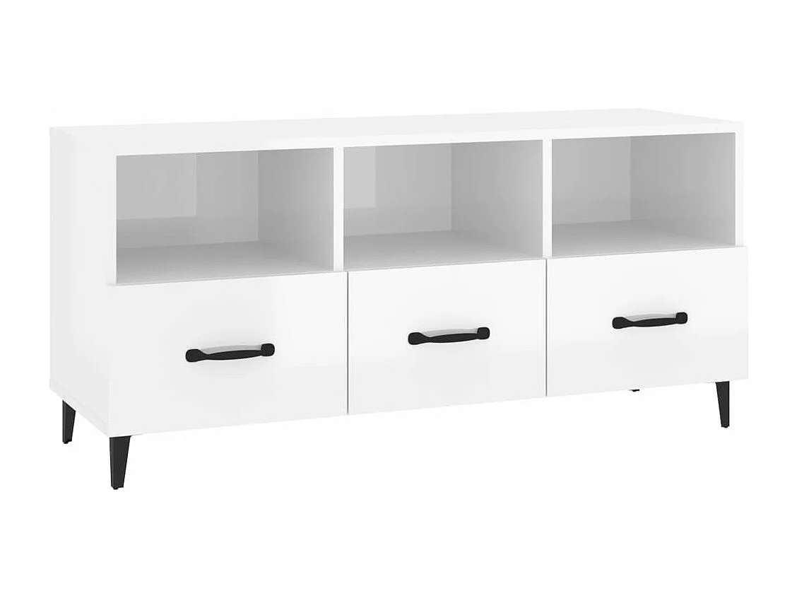 Meuble TV Blanc brillant 102x35x50 cm Bois d'ingénierie