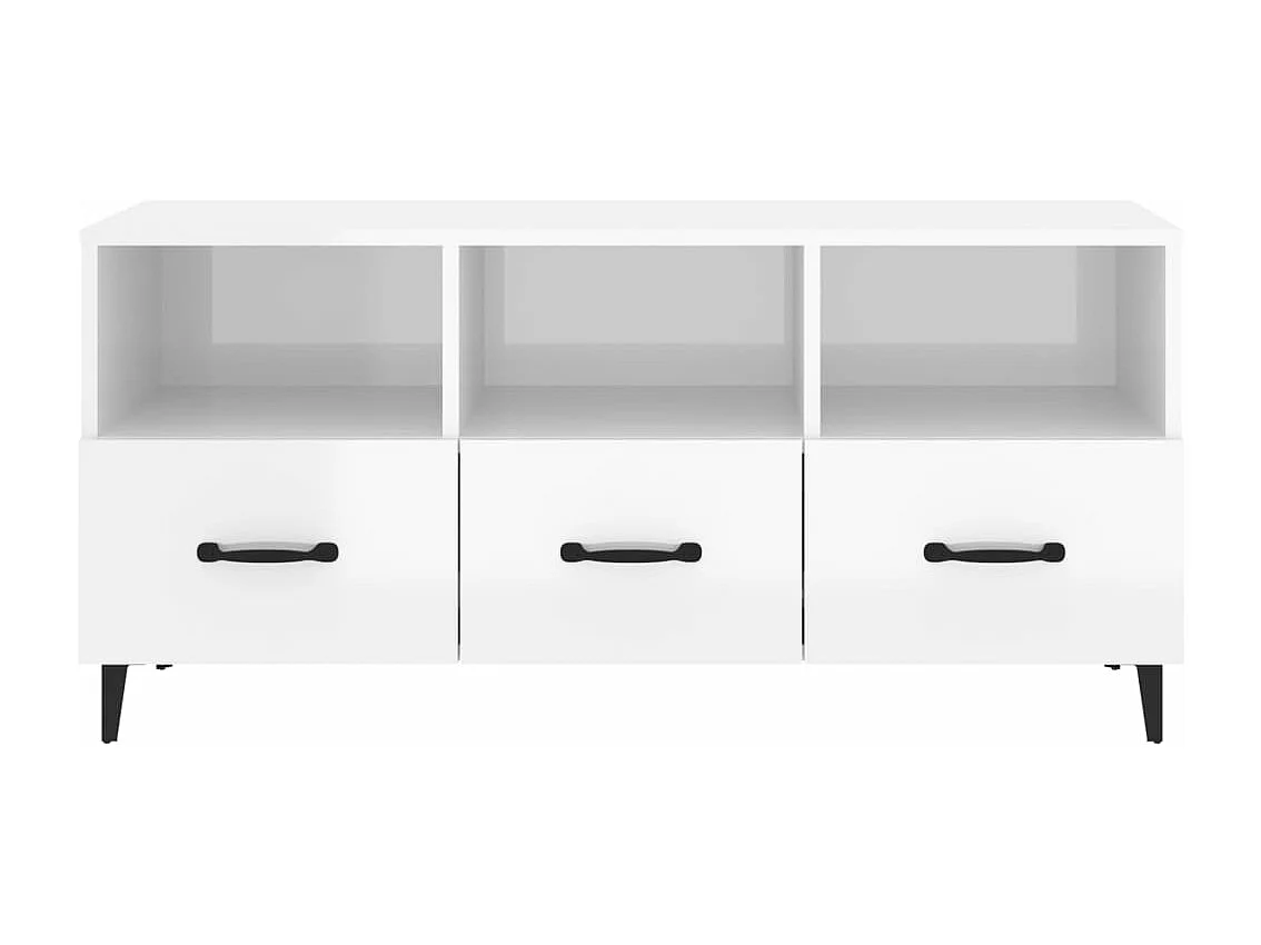 Meuble TV Blanc brillant 102x35x50 cm Bois d'ingénierie