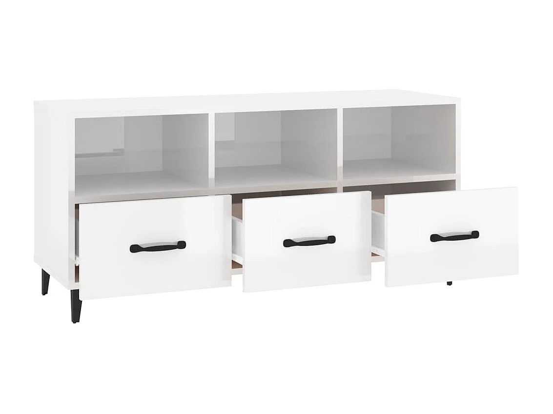 Meuble TV Blanc brillant 102x35x50 cm Bois d'ingénierie