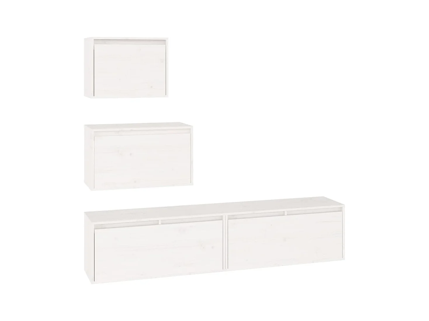 Meubles TV 4 pièces Blanc Bois massif de pin