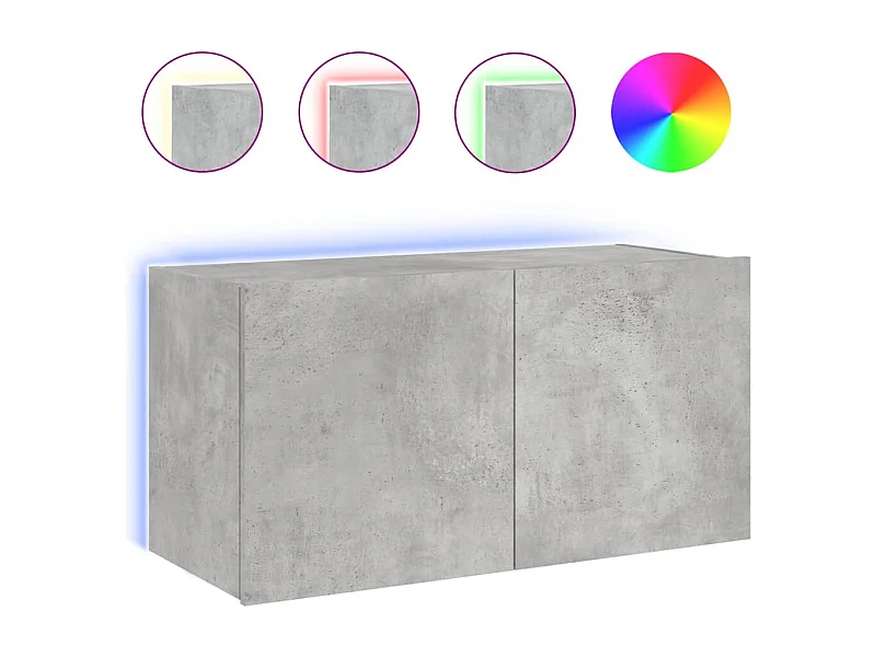 Móvel de parede p/ TV c/ luzes LED 80x35x41 cm cinza cimento
