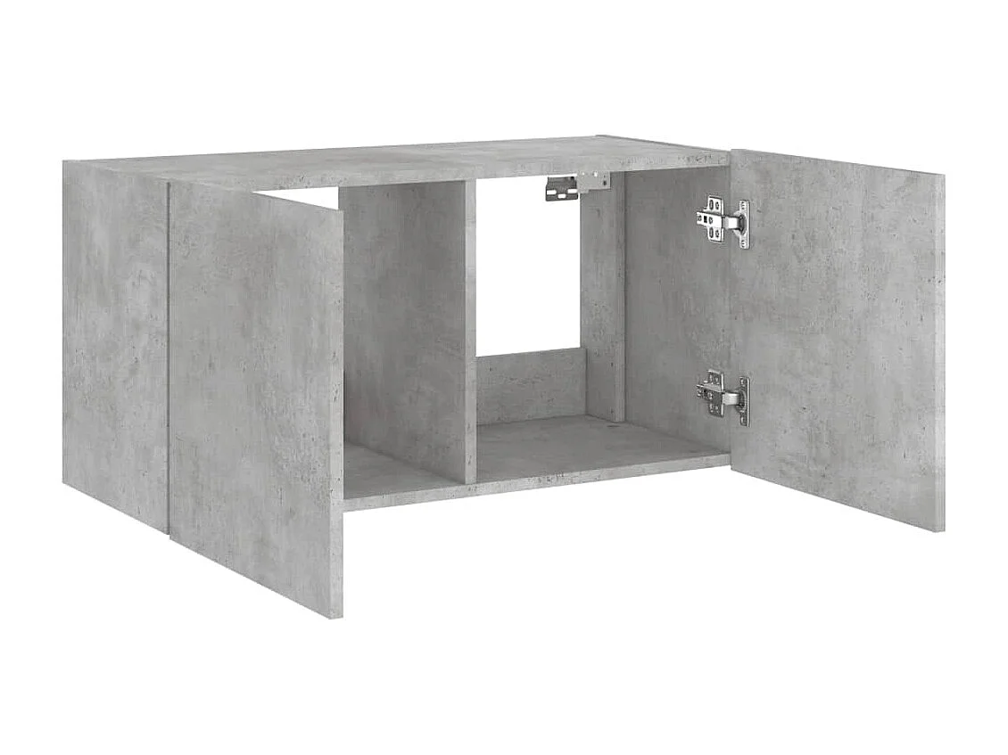 Meuble TV mural avec lumières LED gris béton 80x35x41 cm