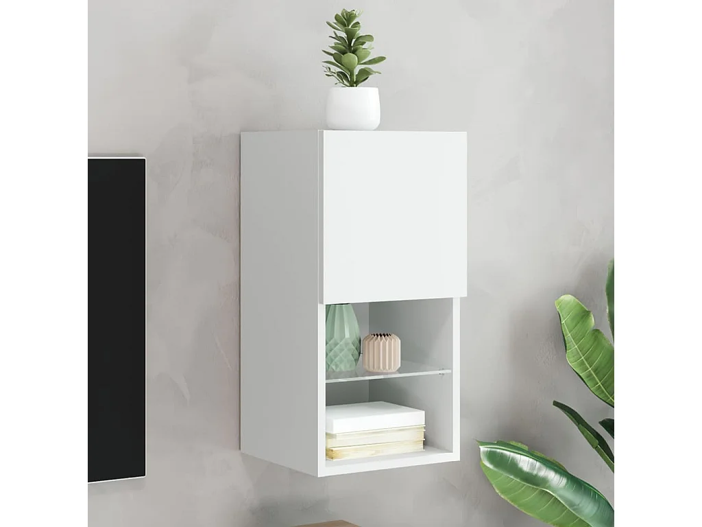 Meuble TV avec lumières LED blanc 30,5x30x60 cm