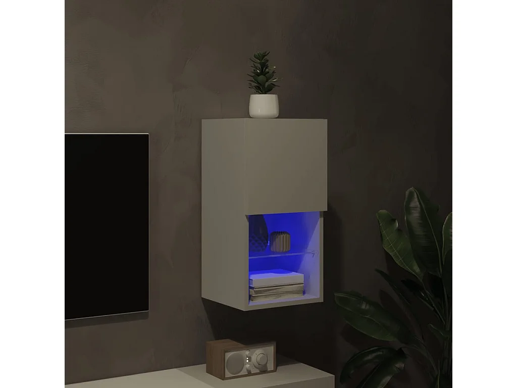 Meuble TV avec lumières LED blanc 30,5x30x60 cm