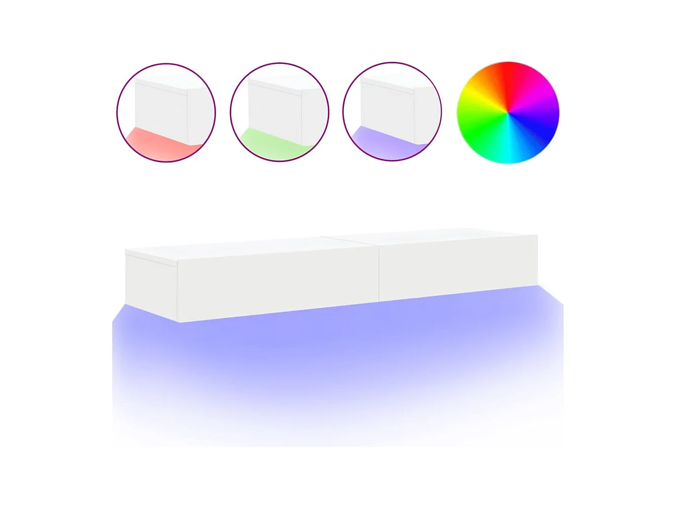 Meubles TV avec éclairage LED 2 pièces blanc 60x35x15,5 cm