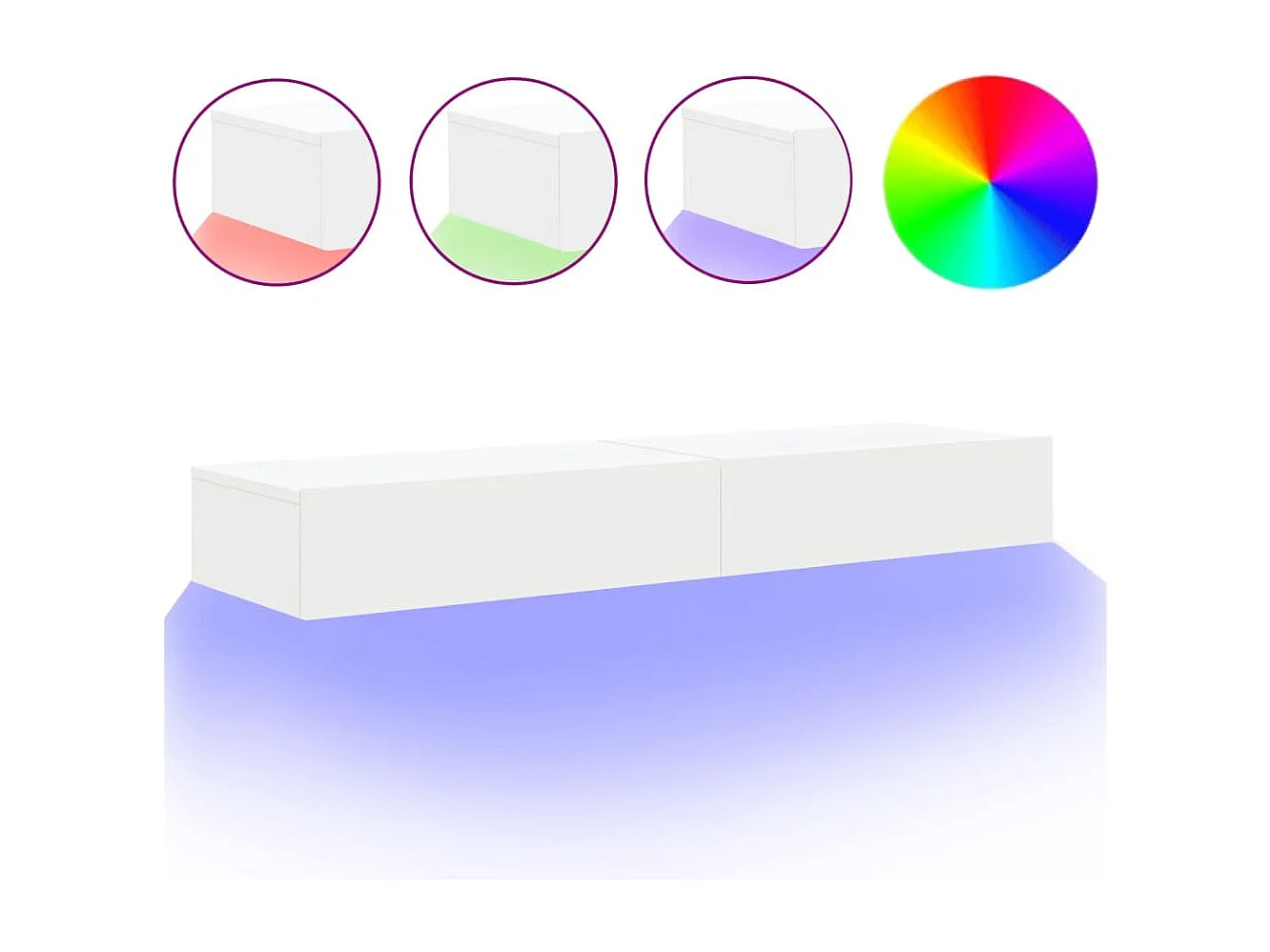 Tv-meubelen 2 st met LED-verlichting 60x35x15,5 cm wit