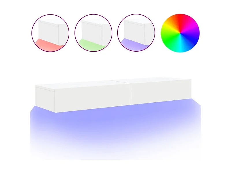 Tv-meubelen 2 st met LED-verlichting 60x35x15,5 cm wit