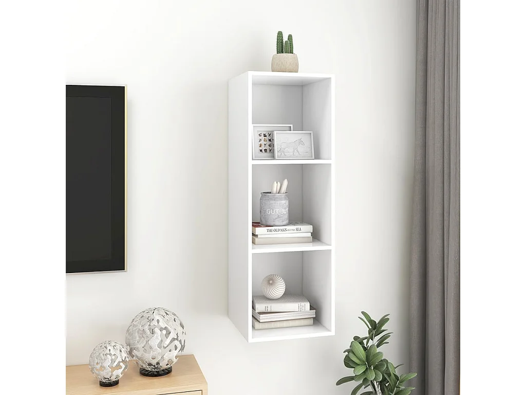 Meuble TV mural Blanc 37x37x107 cm Aggloméré