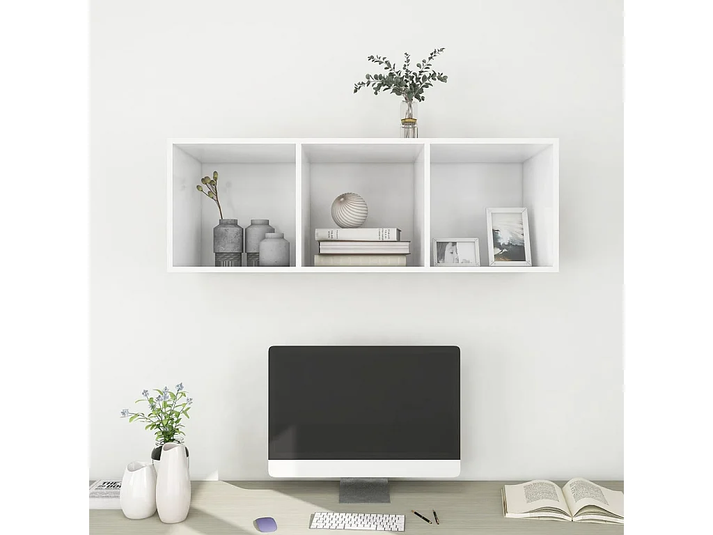 Meuble TV mural Blanc 37x37x107 cm Aggloméré