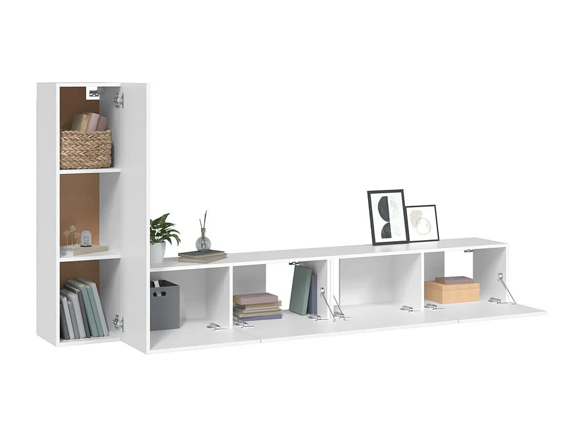 Set de muebles de TV 3 piezas madera contrachapada blanco