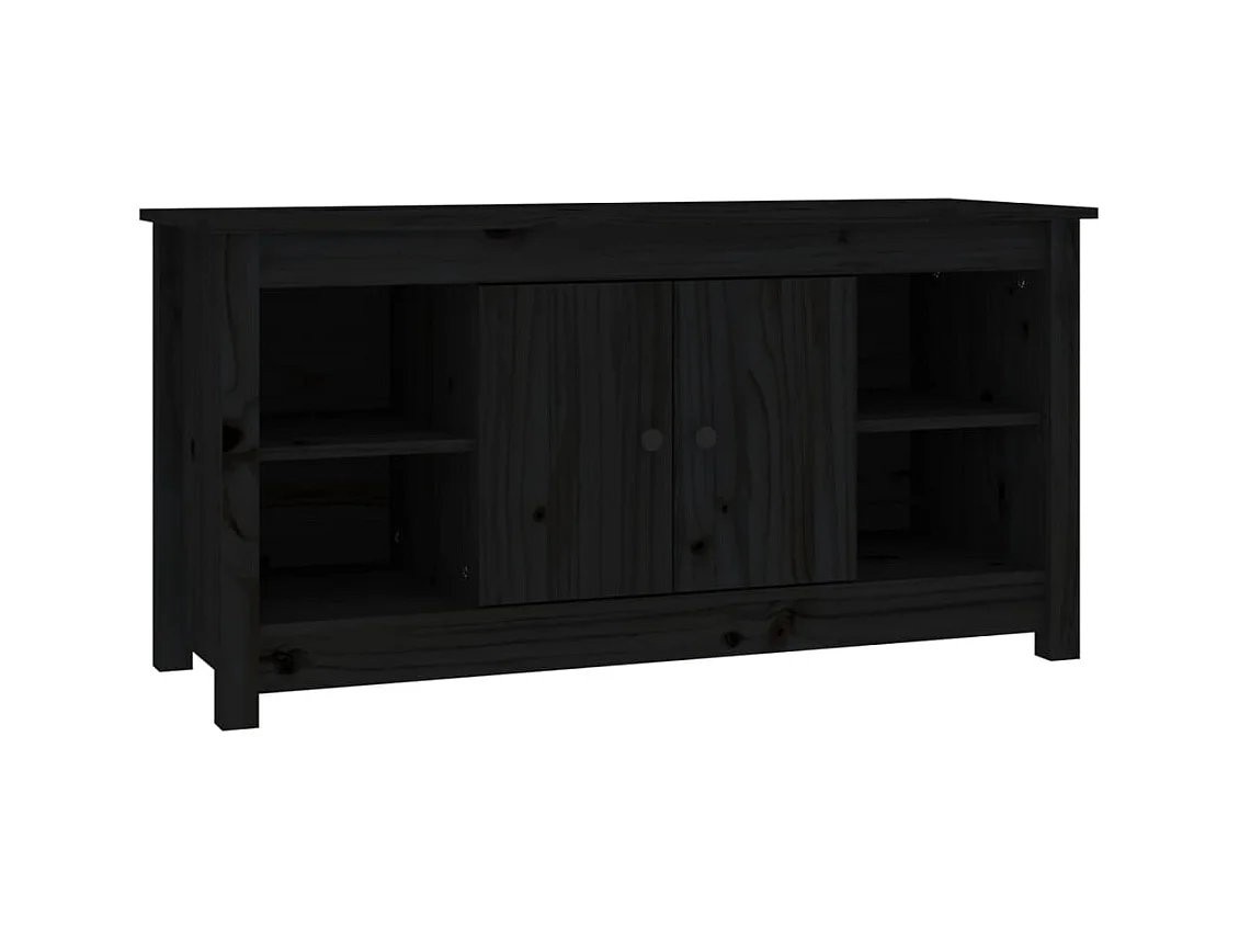 Meuble TV Noir 103x36,5x52 cm Bois de pin massif