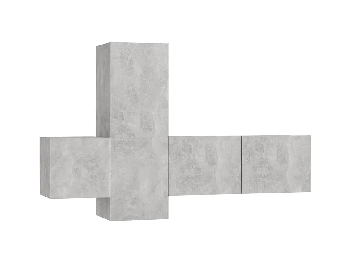 Ensemble de meubles TV 3 pièces Gris béton Aggloméré