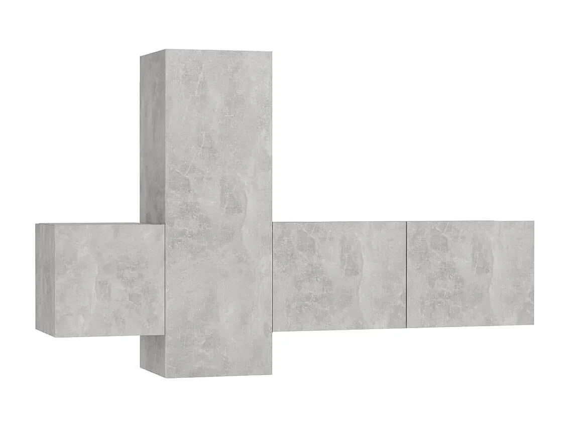 Ensemble de meubles TV 3 pièces Gris béton Aggloméré