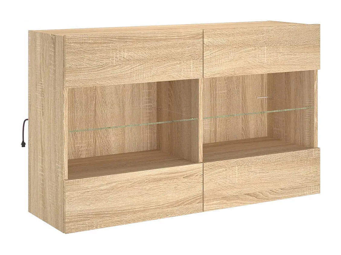 Ensemble de meubles TV muraux 6pièces et lumières LED chêne sonoma