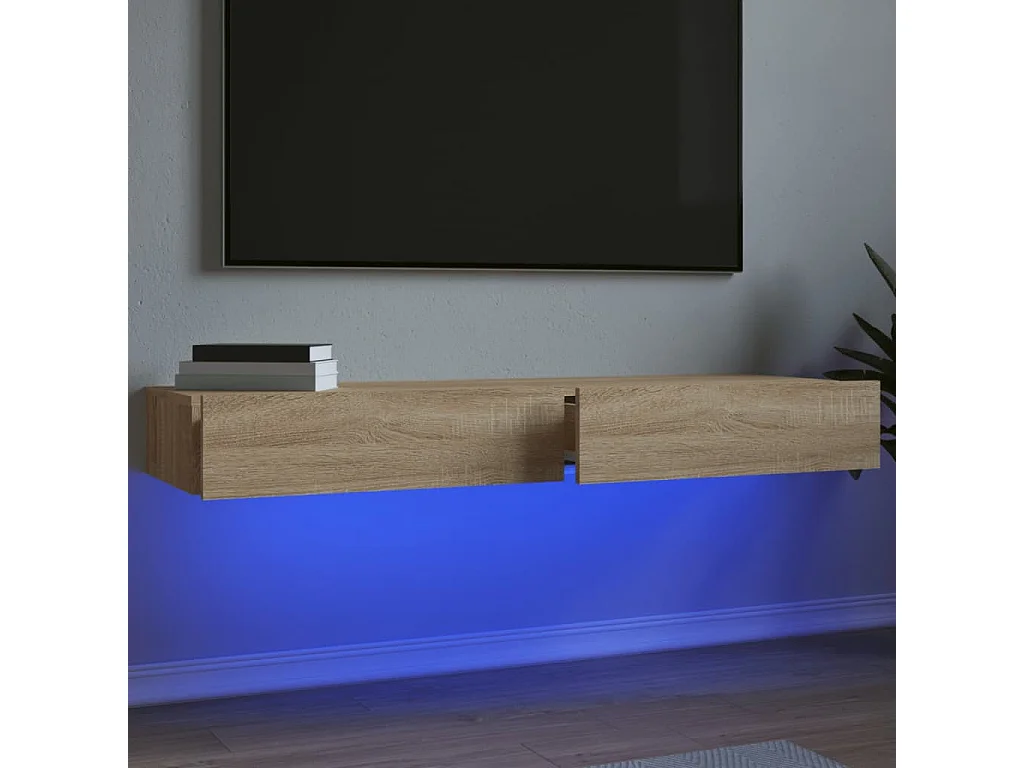 Tv-meubelen 2 st met LED-verlichting 60x35x15,5 cm sonoma eiken