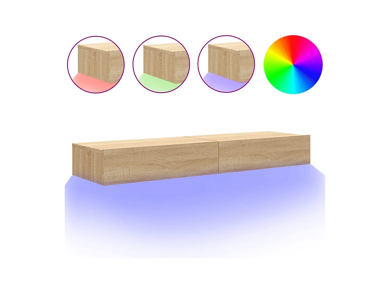 Móveis de TV com luzes LED 2 peças 60x35x15,5 cm carvalho sonoma