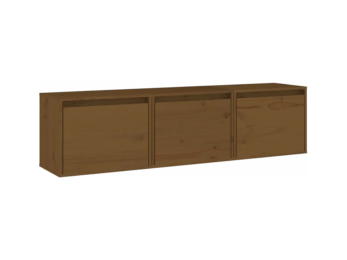 Meubles TV 3 pièces Marron miel Bois massif de pin