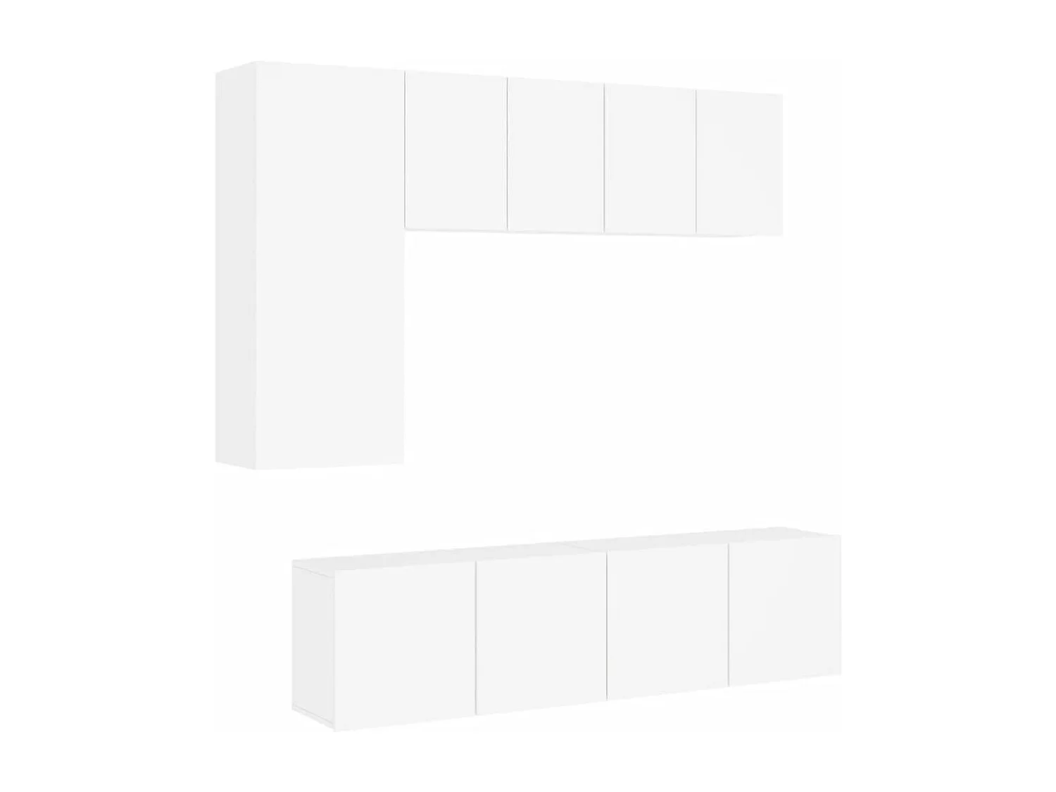 Unités murales TV 5 pièces blanc bois d'ingénierie