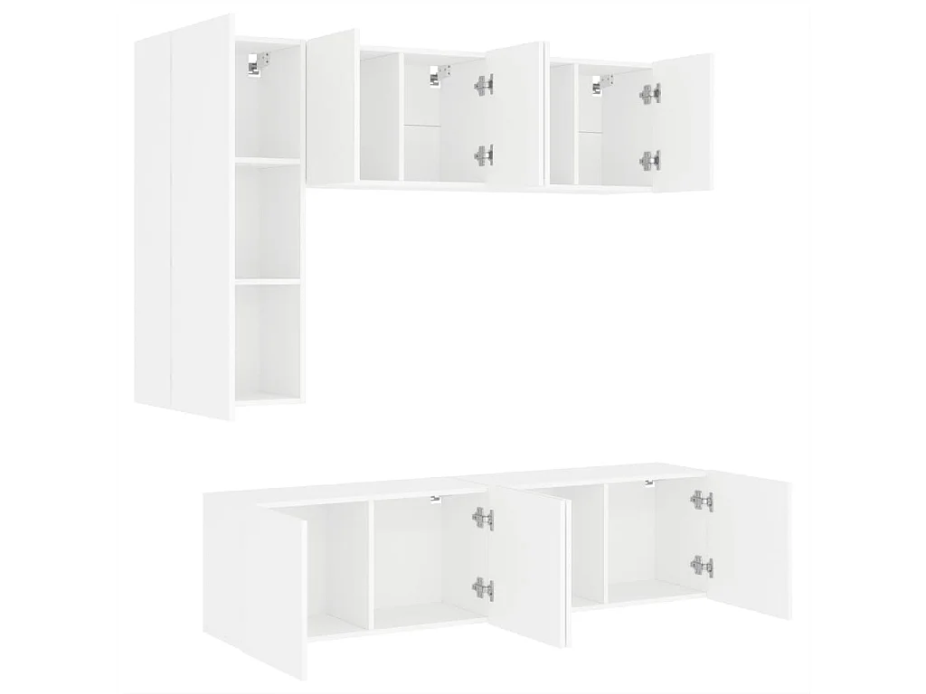 Unités murales TV 5 pièces blanc bois d'ingénierie