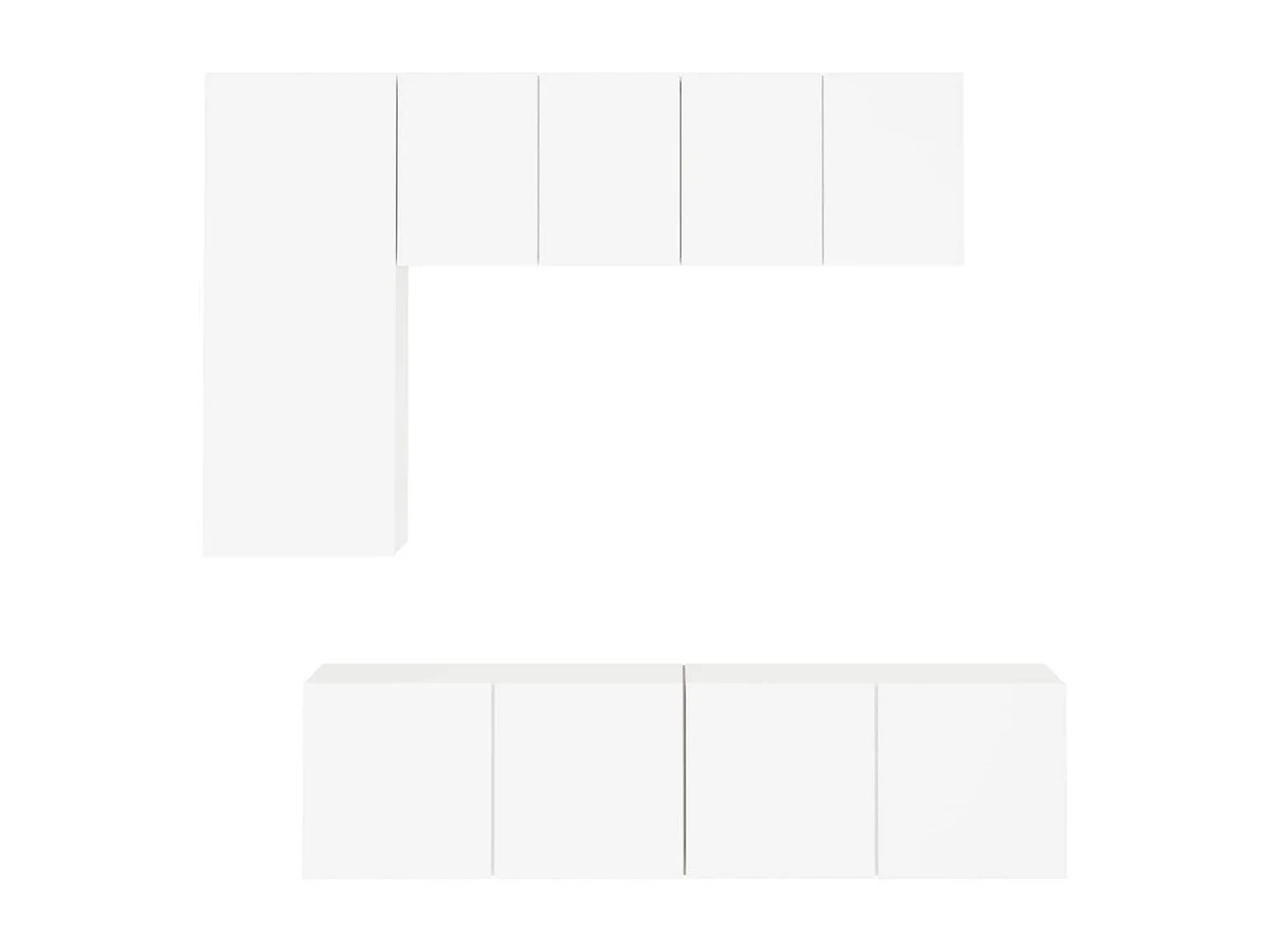 Unités murales TV 5 pièces blanc bois d'ingénierie