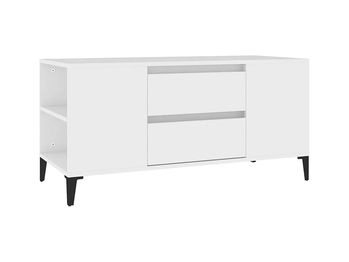 Meuble TV Blanc 102x44,5x50 cm Bois d'ingénierie