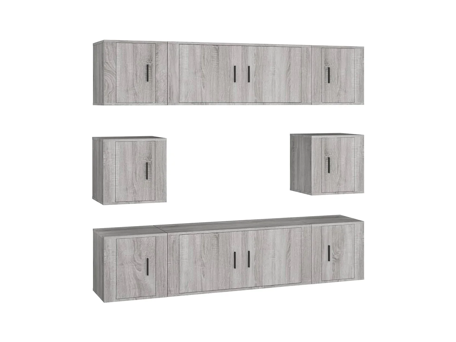 Set de muebles para TV 8 piezas madera contrachapada gris Sonoma