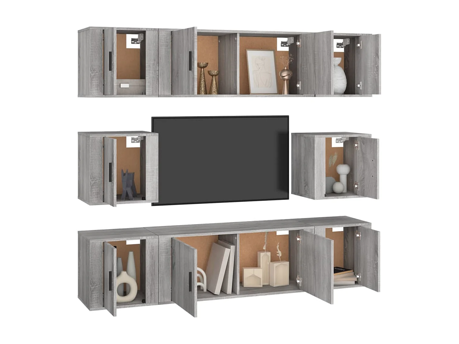 Ensemble de meubles TV 8 pièces Sonoma gris Bois d'ingénierie